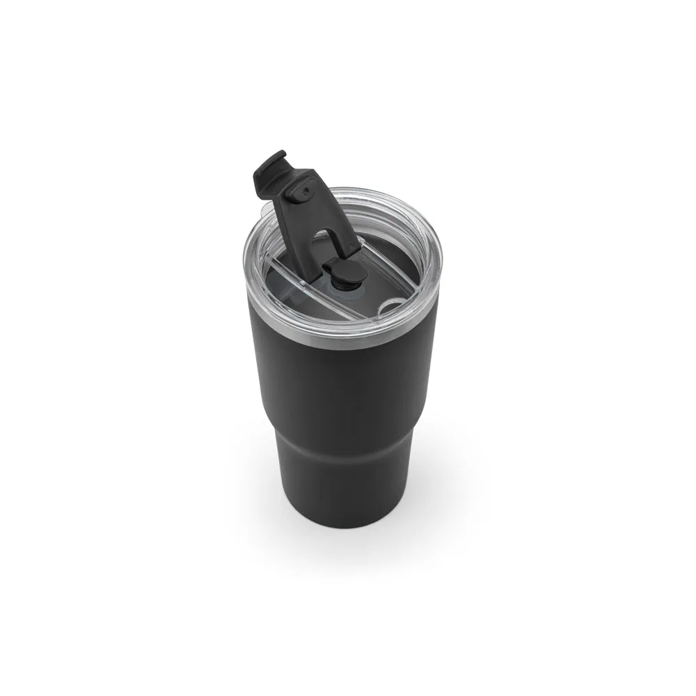 JOYNER M. Copo de viagem térmico e compacto, em aço inox 91% reciclado de parede dupla isolada a vácuo, com acabamento mate (600 mL) - Thumbnail 2