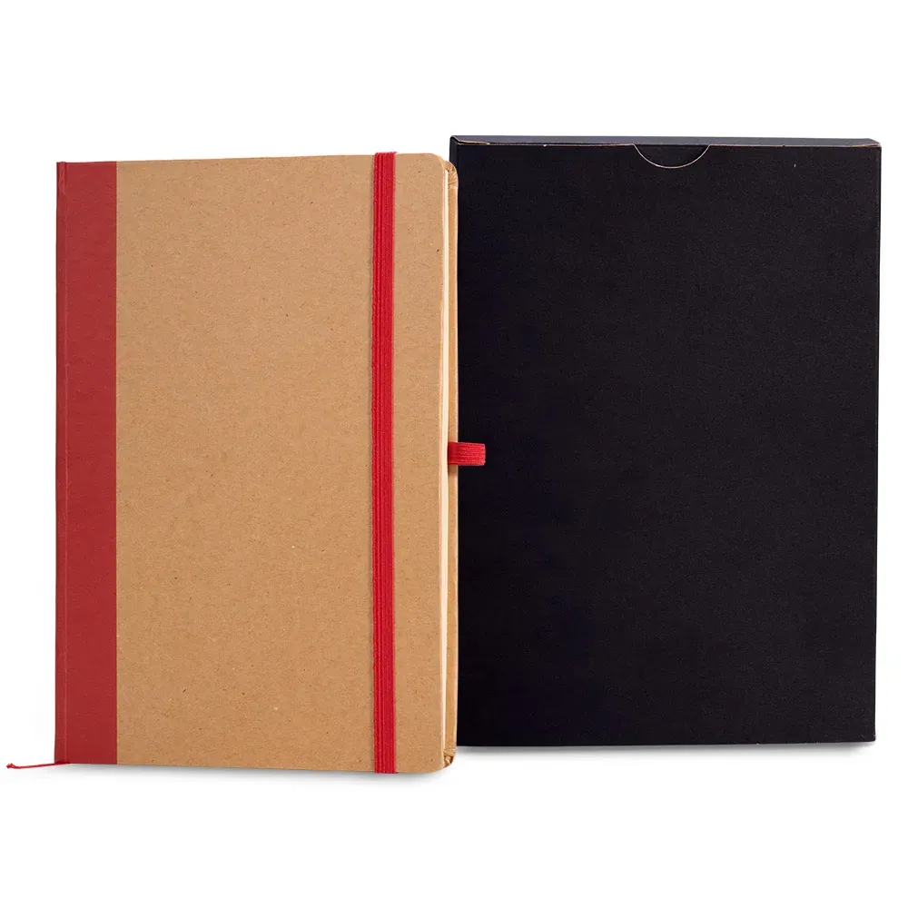 Caderneta S/ Pauta - 14X21Cm - Bege/Vermelho