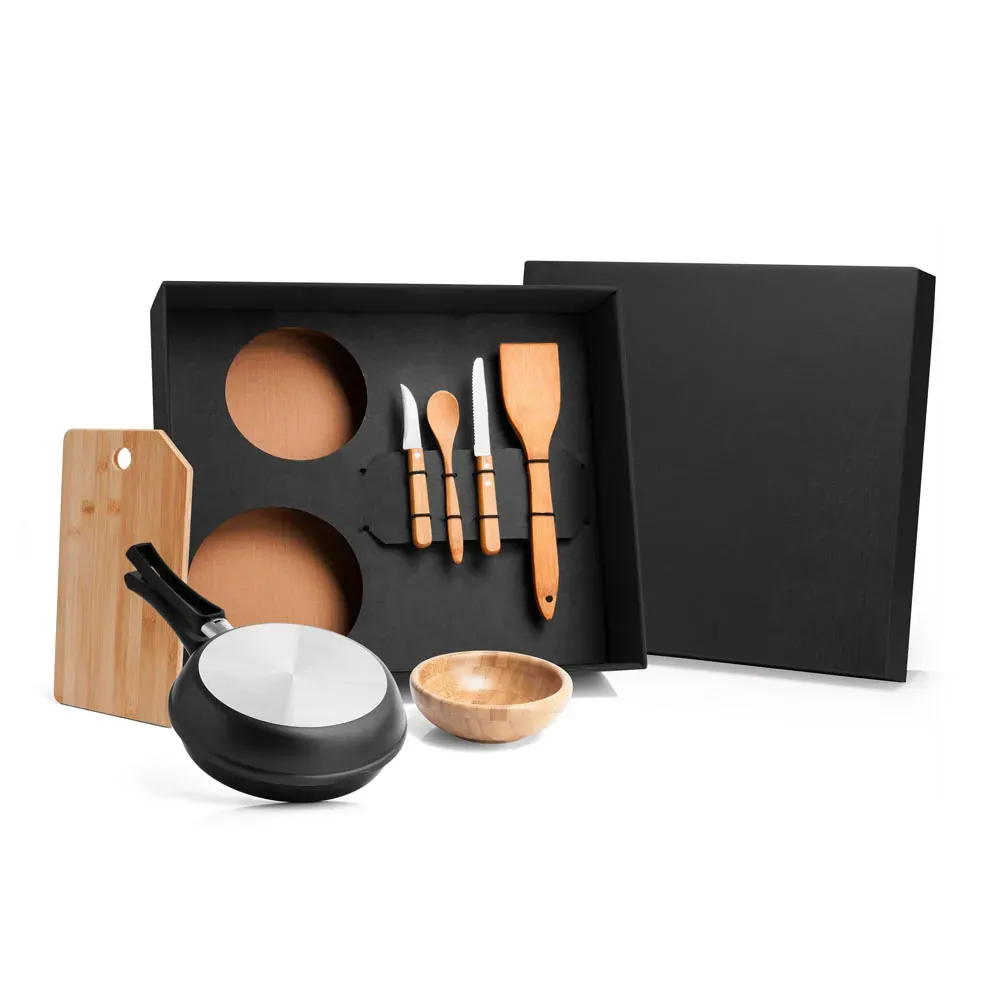 Kit Para Omelete Em Bambu / Inox - 8 Pçs