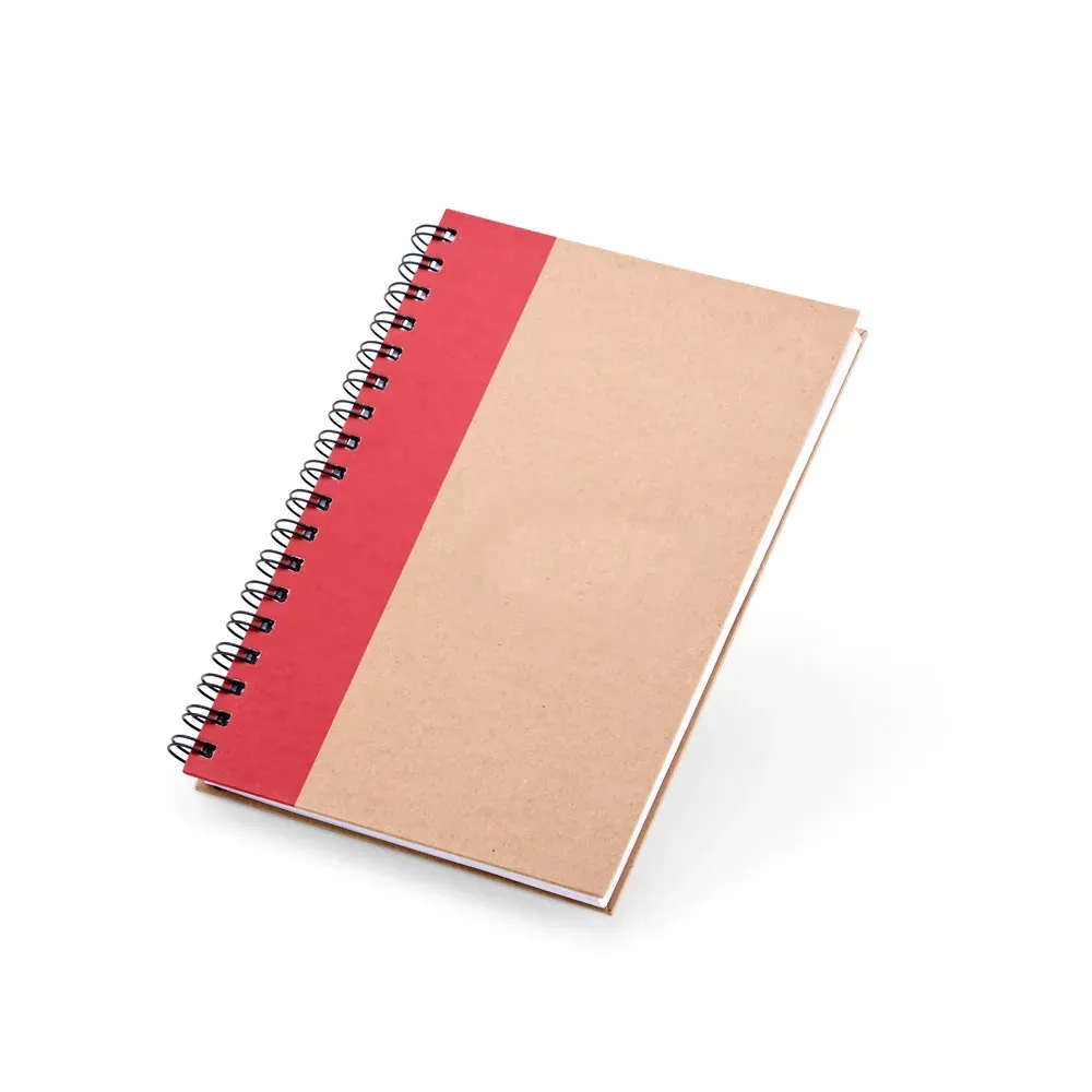 Caderno Pautado Com Wire-O - 23X18Cm - Bege/Vermelho - Thumbnail 2