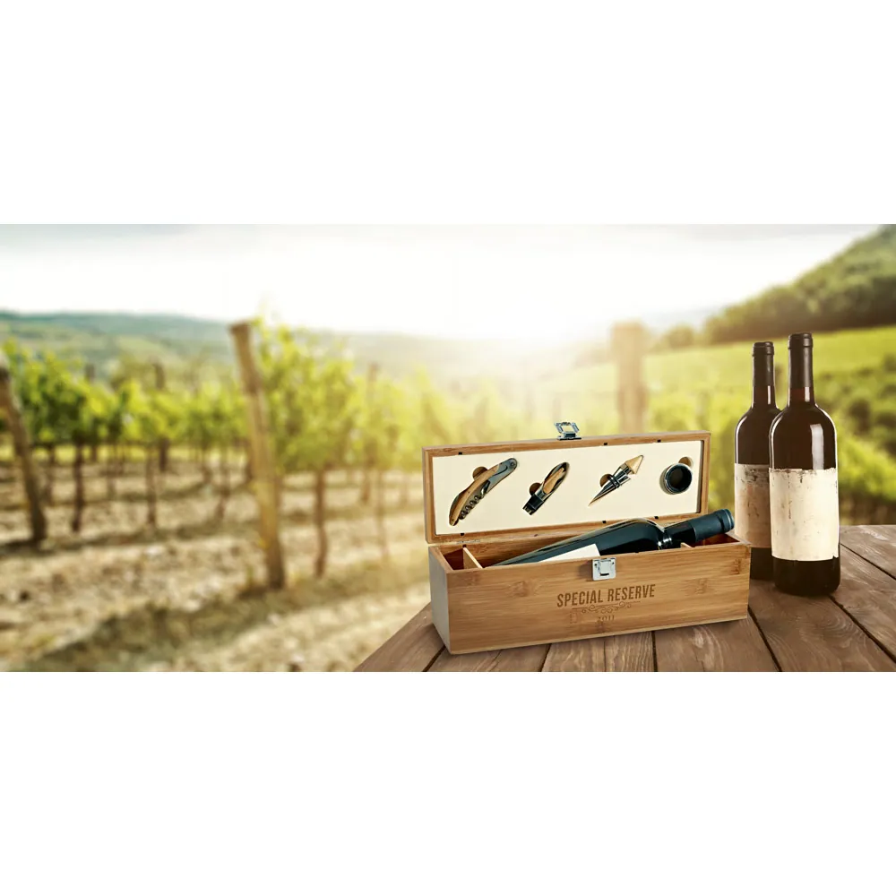 SYRAH. Conjunto para vinho em bambu, inox e ABS - Thumbnail 4