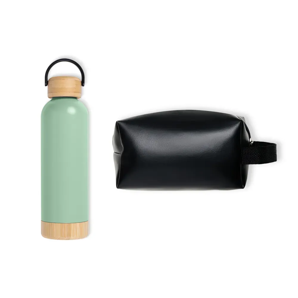 Kit Garrafa E Necessaire - Verde/Preto - 2 Pçs - Thumbnail 3