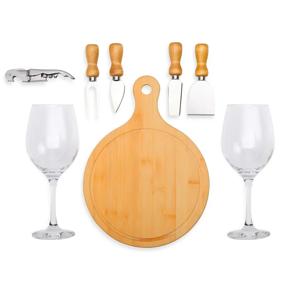 Kit Queijo E Vinho Com Tábua Redonda - 8 Pçs - Thumbnail 4