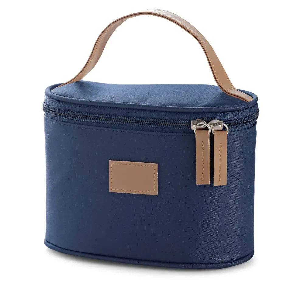 Bolsa P/ Cosmeticos Em Microfibra - Azul - 18X12X10 Cm