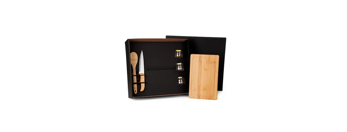 Conj. Para Cozinha E Tempero Em Bambu/Inox - 6 Pçs