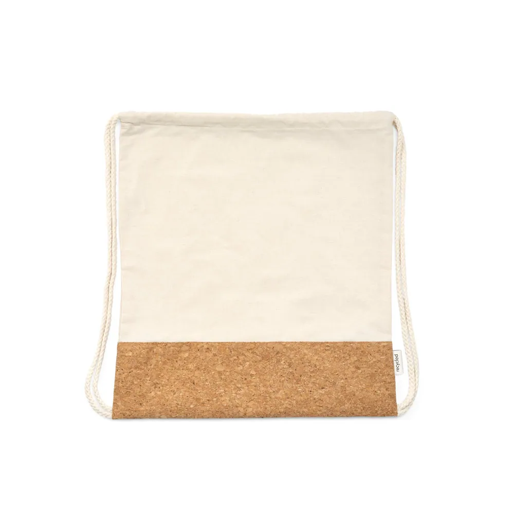 MANAUS BPACK. Sacola tipo mochila em 70% algodão reciclado e 30% poliéster reciclado (180g/m²) com base em cortiça - Thumbnail 3