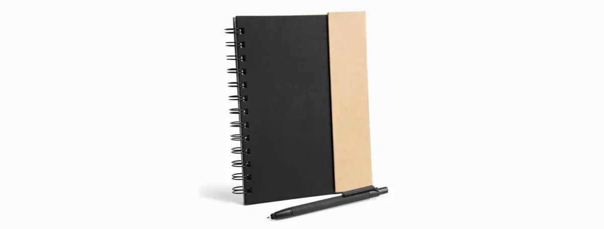 Caderno Espiral Com Capa Dura Preto / Bege