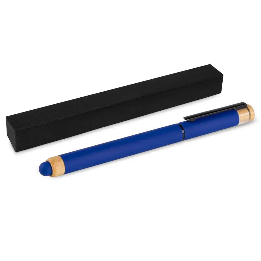 Caneta Roller Em Alumínio Reciclado / Bambu - Azul