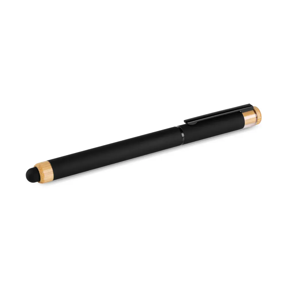 Caneta Roller Em Alumínio Reciclado / Bambu - Preta