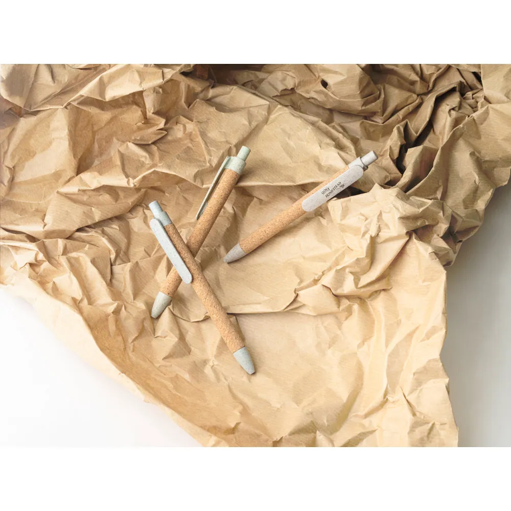 GOYA. Caneta esferográfica em cortiça, fibra de palha de trigo e PP com escrita em azul - Thumbnail 13