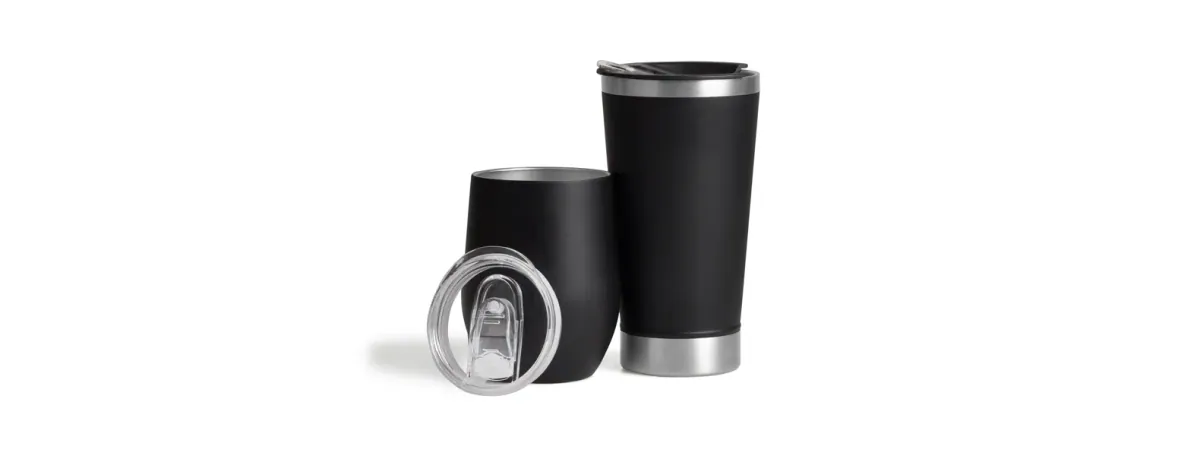 Kit De Copos Térmicos Em Aço Inox - 340Ml / 500Ml - Preto - 2 Pçs - Thumbnail 4