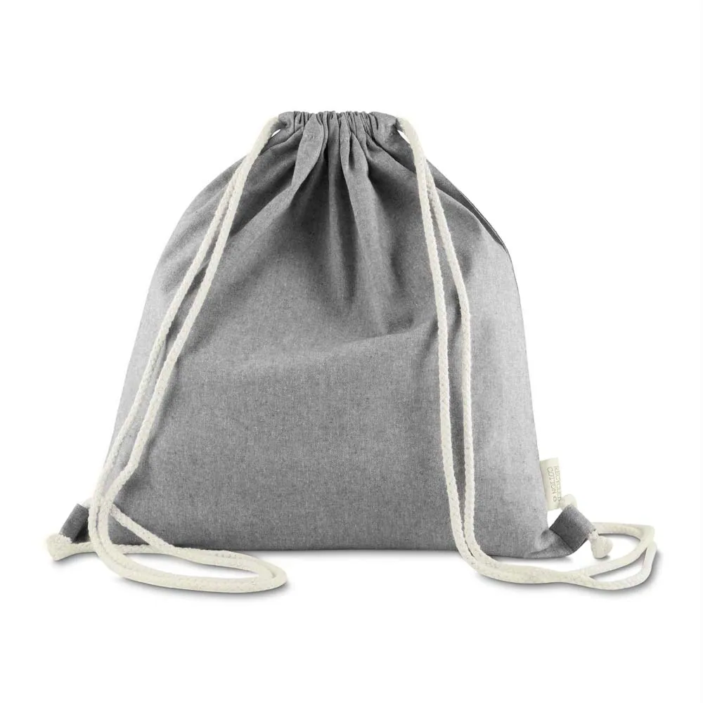 Sacola/Mochila em algodão mescla reciclado 140g/m² - Thumbnail 6