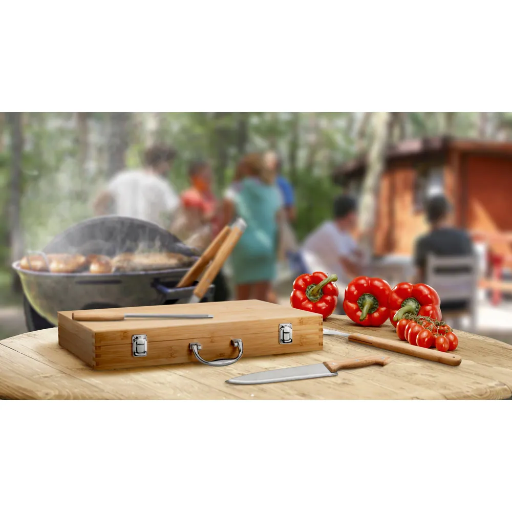 BOTTURA. Kit churrasco em estojo de bambu com 6 peças em aço inox e bambu - Thumbnail 12