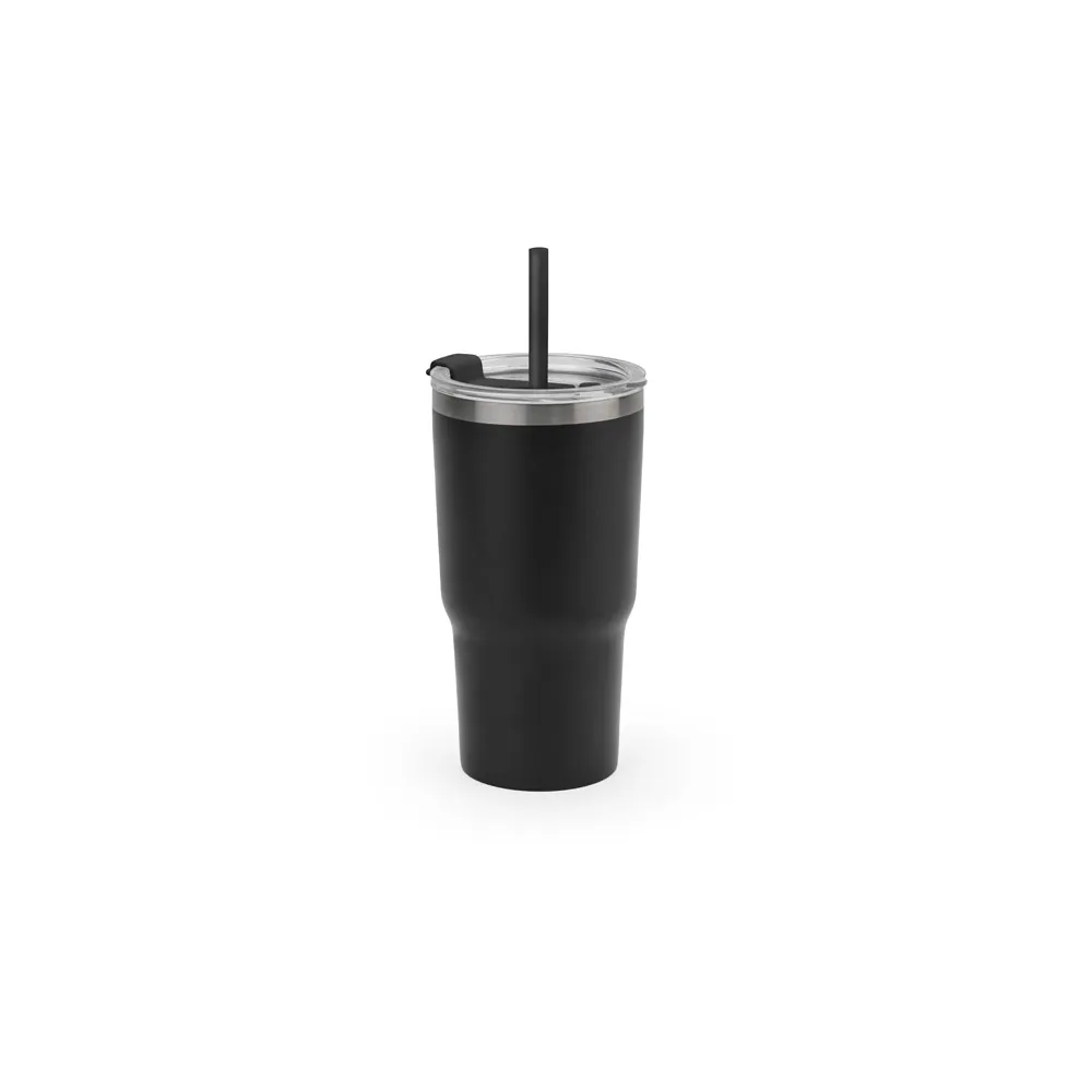 JOYNER M. Copo de viagem térmico e compacto, em aço inox 91% reciclado de parede dupla isolada a vácuo, com acabamento mate (600 mL) - Thumbnail 4