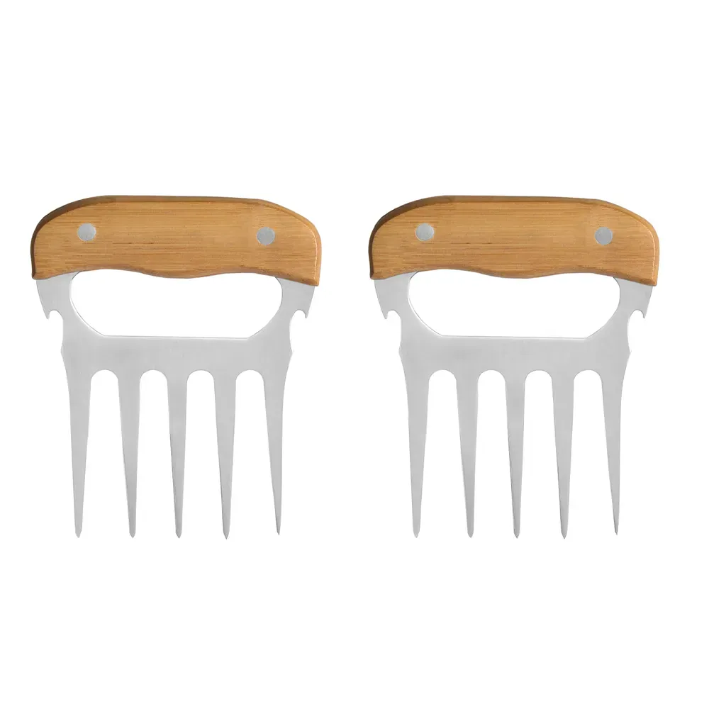 Garfos Com 5 Dentes Em Madeira - Inox - 11,5X14,5Cm - 2 Pçs - Thumbnail 2