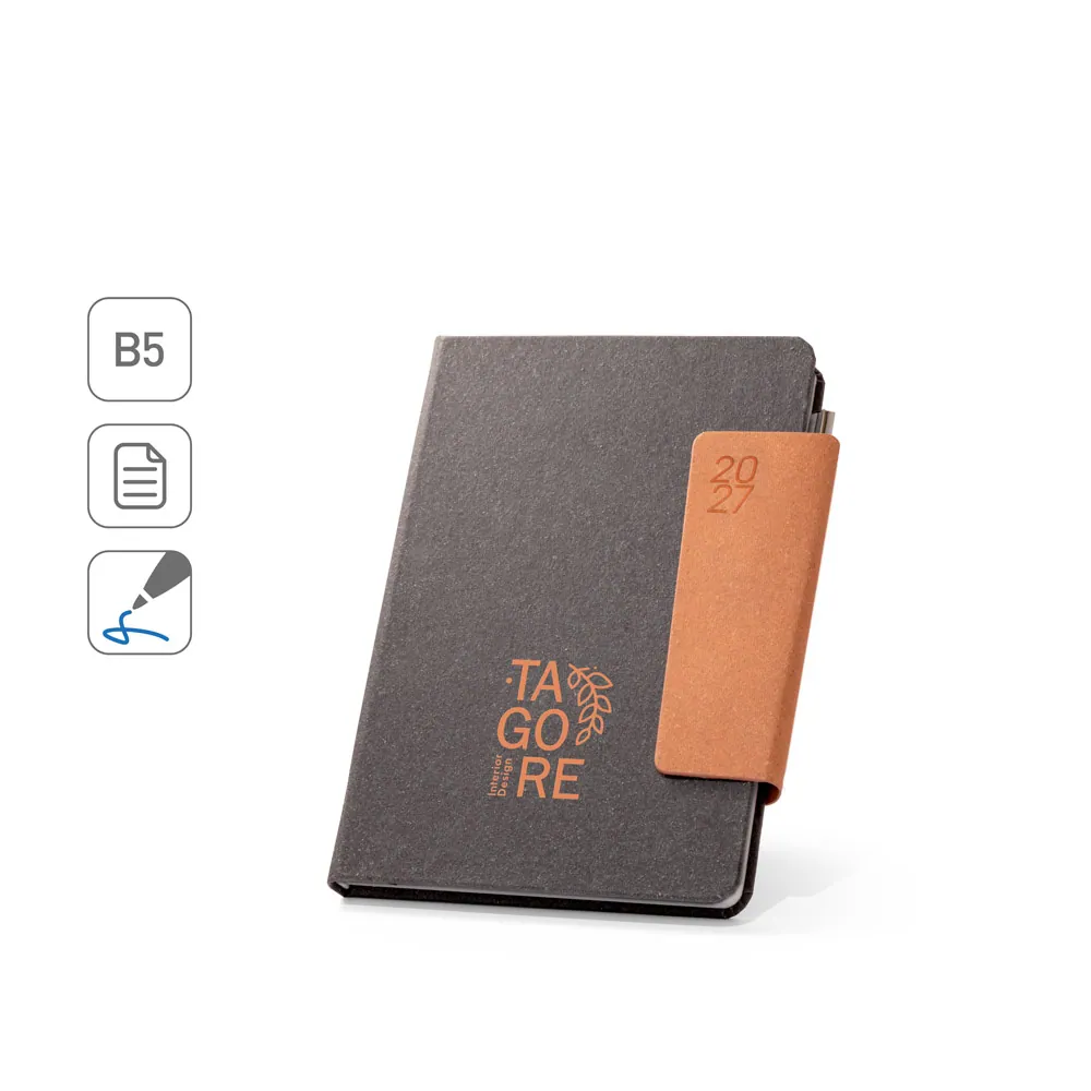 TAGORE B5. Agenda B5 em pele reciclada