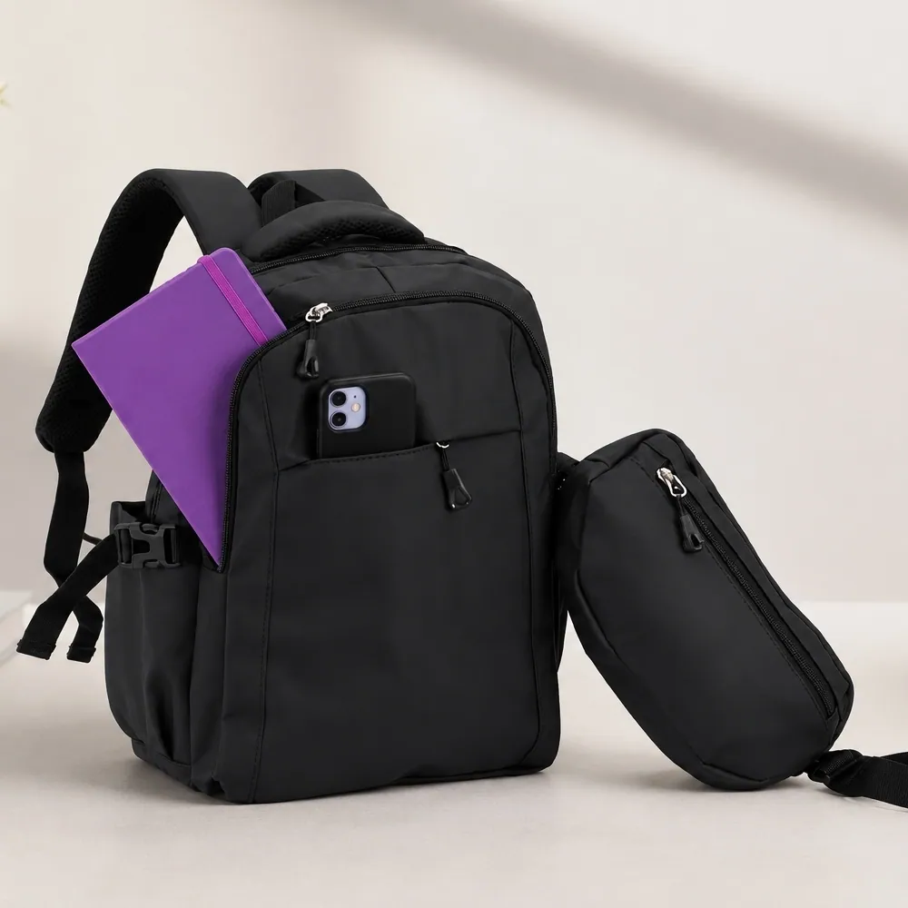 Conjunto Mochila e Pochete Couro Sintético - Thumbnail 2