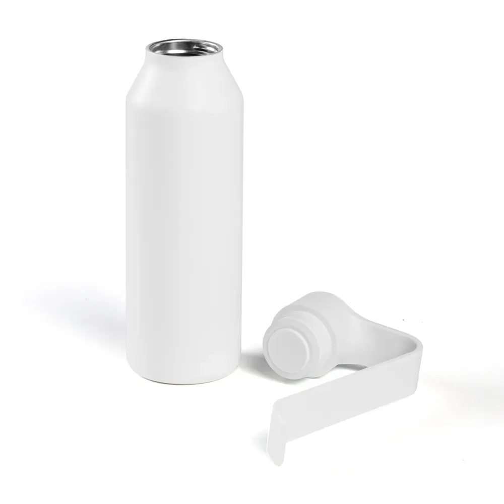 Garrafa Camada Dupla Em Alumínio Reciclado - Branca - 450Ml - Thumbnail 4