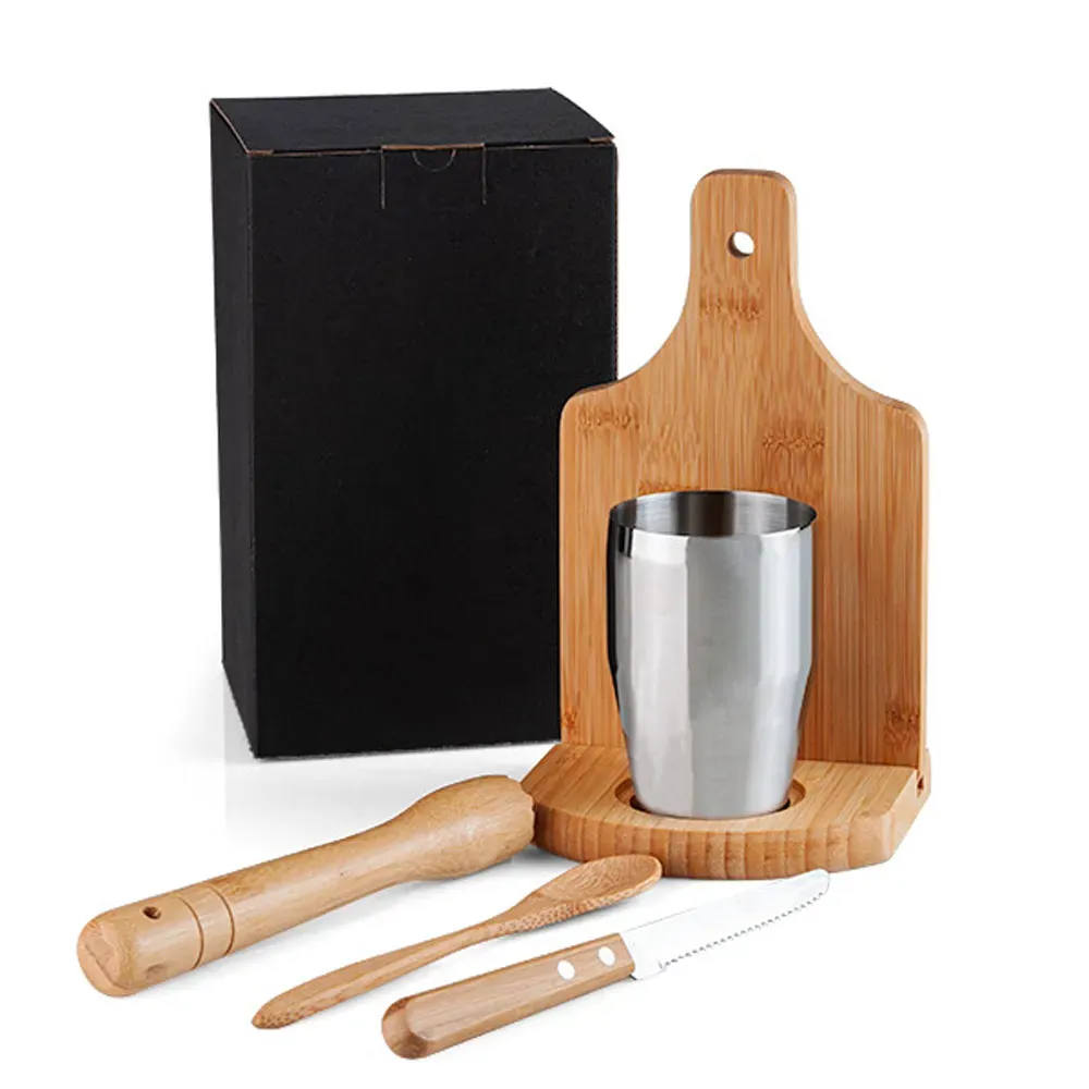 Kit Para Caipirinha Em Bambu /Madeira Ibiza - 0,35 L - 6 Pçs - Thumbnail 2