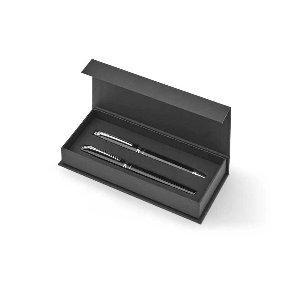 SARAMAGO. Set premium composto por 1 caneta esferográfica e 1 caneta roller em cobre e aço inox, com escrita em azul - Thumbnail 8