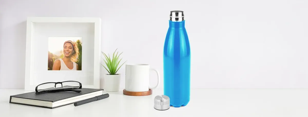 Garrafa Em Aço Inox - Azul - 750Ml - Thumbnail 3