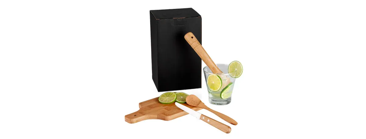 Kit Para Caipirinha Em Bambu / Madeira / Inox - 0,35 L - 5 Pçs - Thumbnail 2