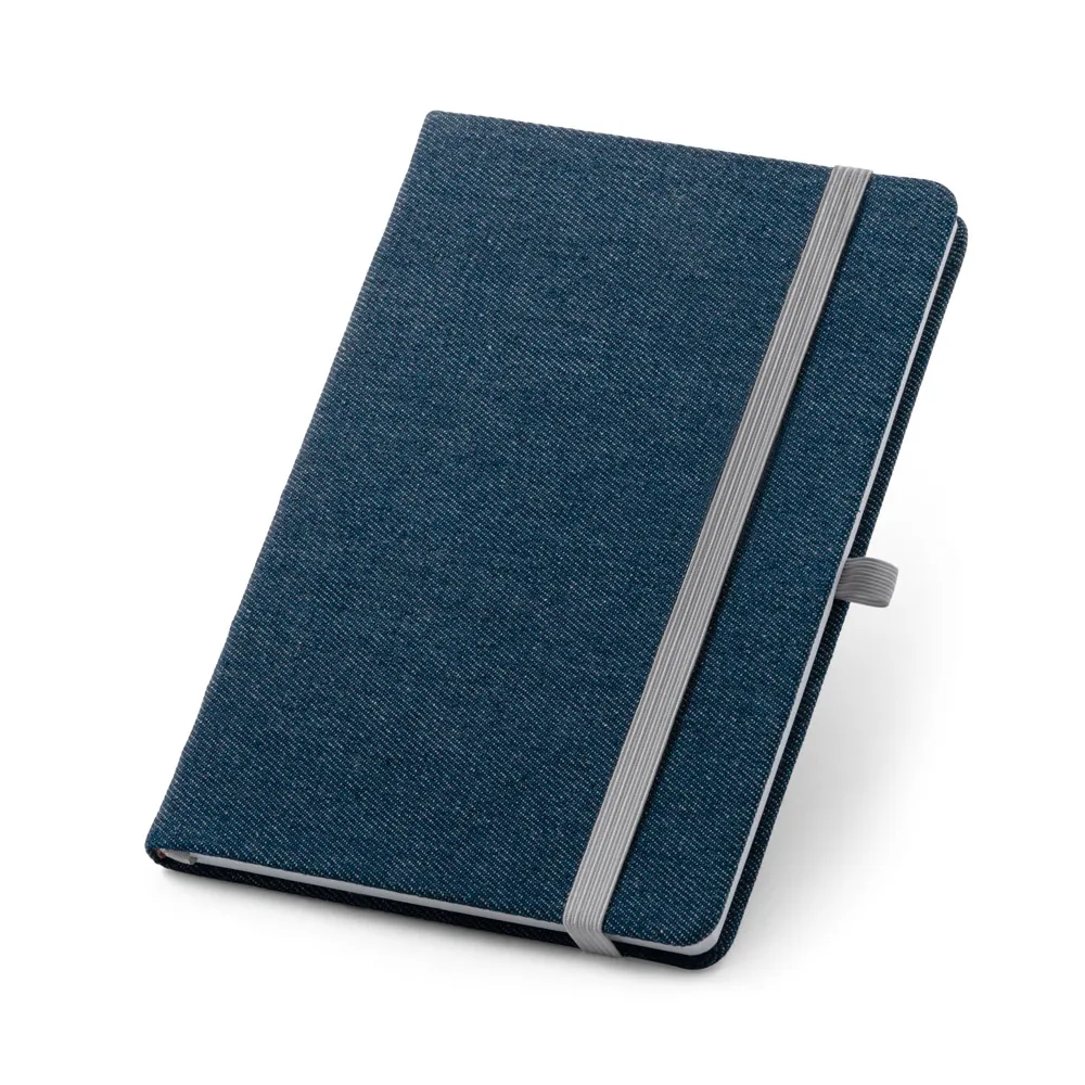 DENIM. Caderno A5 de capa dura em tecido tipo jeans com páginas pautadas - Thumbnail 3