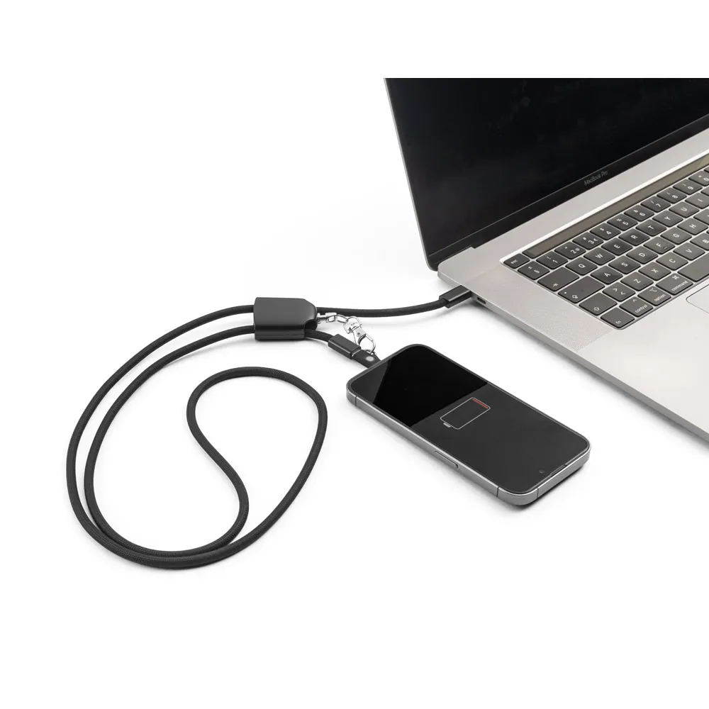 ZEWAIL. Cordão lanyard com suporte para celular incluso, cabo USB-C e diversos adaptadores em ABS reciclado e TPE reciclado - Thumbnail 4