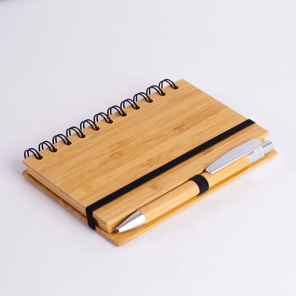 Caderno A6 Capa em Bambu com caneta (14x09cm) - Thumbnail 3