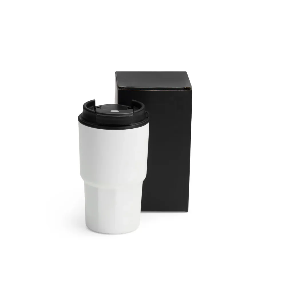 Copo Térmico Em Aço Inox - Branco - 450 Ml - Thumbnail 4