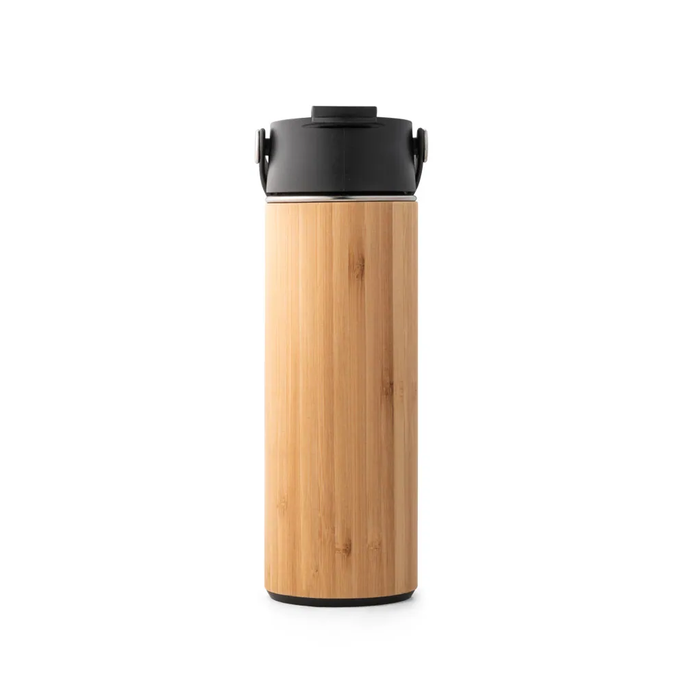 LAVER. Garrafa térmica em aço inox e bambu, de parede dupla isolada a vácuo (440 mL) - Thumbnail 2