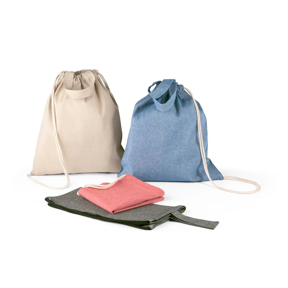 RISSANI. Sacola tipo mochila em 70% algodão reciclado e 30% poliéster reciclado (140g/m²) sem tingimento - Thumbnail 10