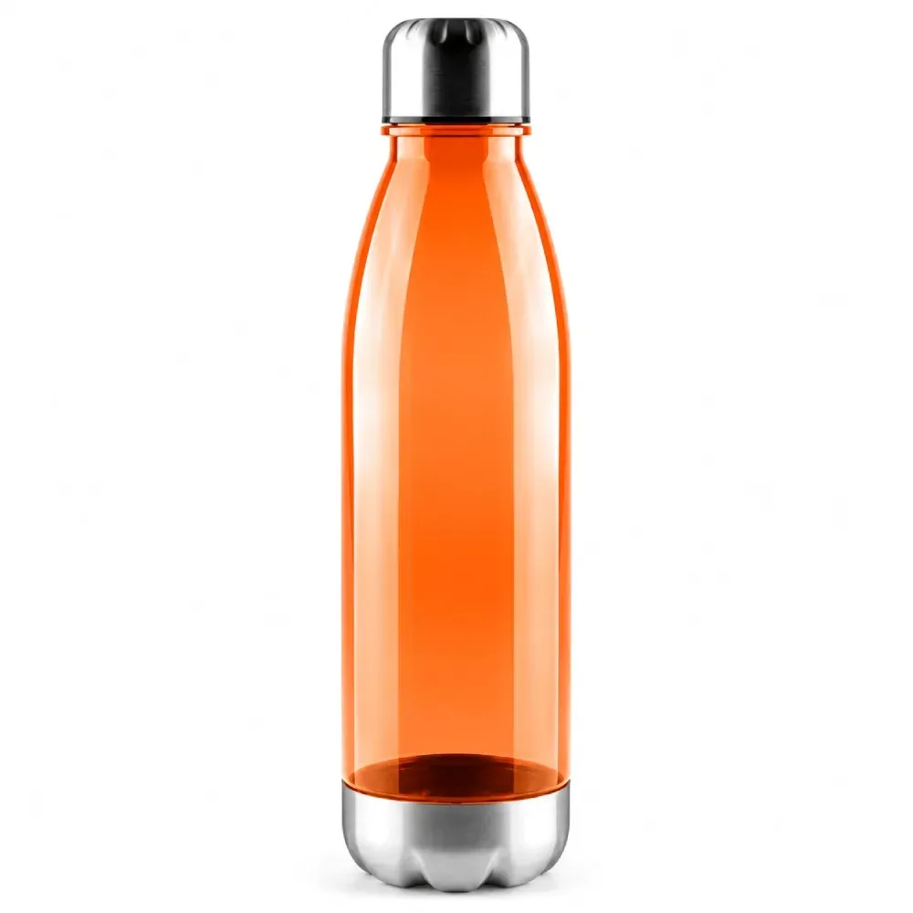 Garrafa Plástica Com Tampa E Base Em Inox - Laranja