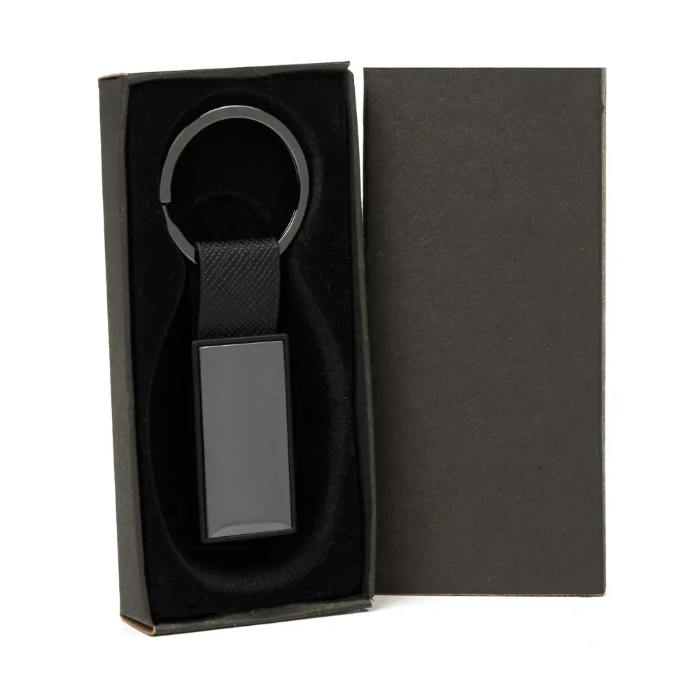Chaveiro Em Metal/Pu - Cinza/Preto