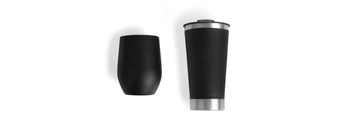 Kit De Copos Térmicos Em Aço Inox - 340Ml / 500Ml - Preto - 2 Pçs - Thumbnail 3