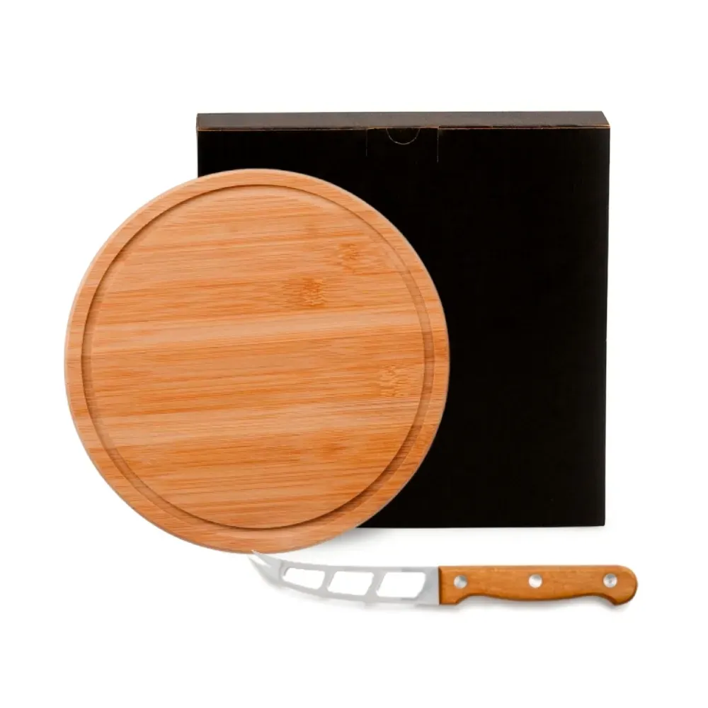 Conjunto Para Queijo Em Bambu/Madeira/Inox - 2 Pçs