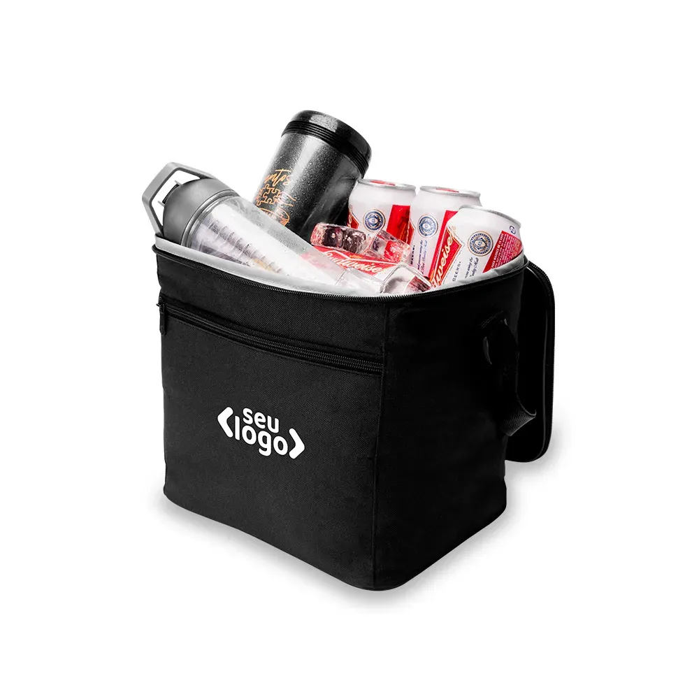 Bolsa Térmica Preta Em Polyester 600D/Peva - 27X20X25Cm - Thumbnail 4