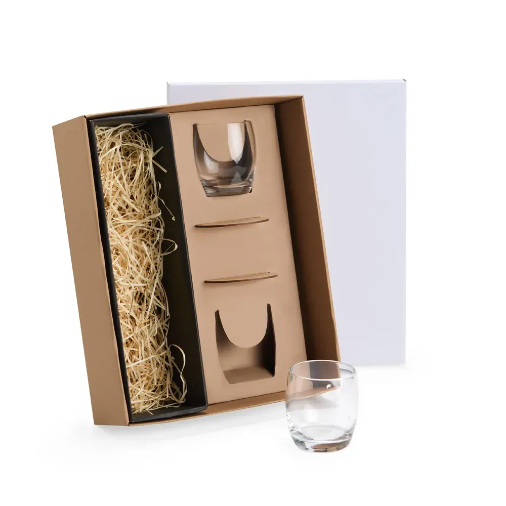 Jogo De Copos De Vidro P/ Whisky 330 Ml Com Porta Copo - 4 Pçs - Não Acompanha A Garrafa