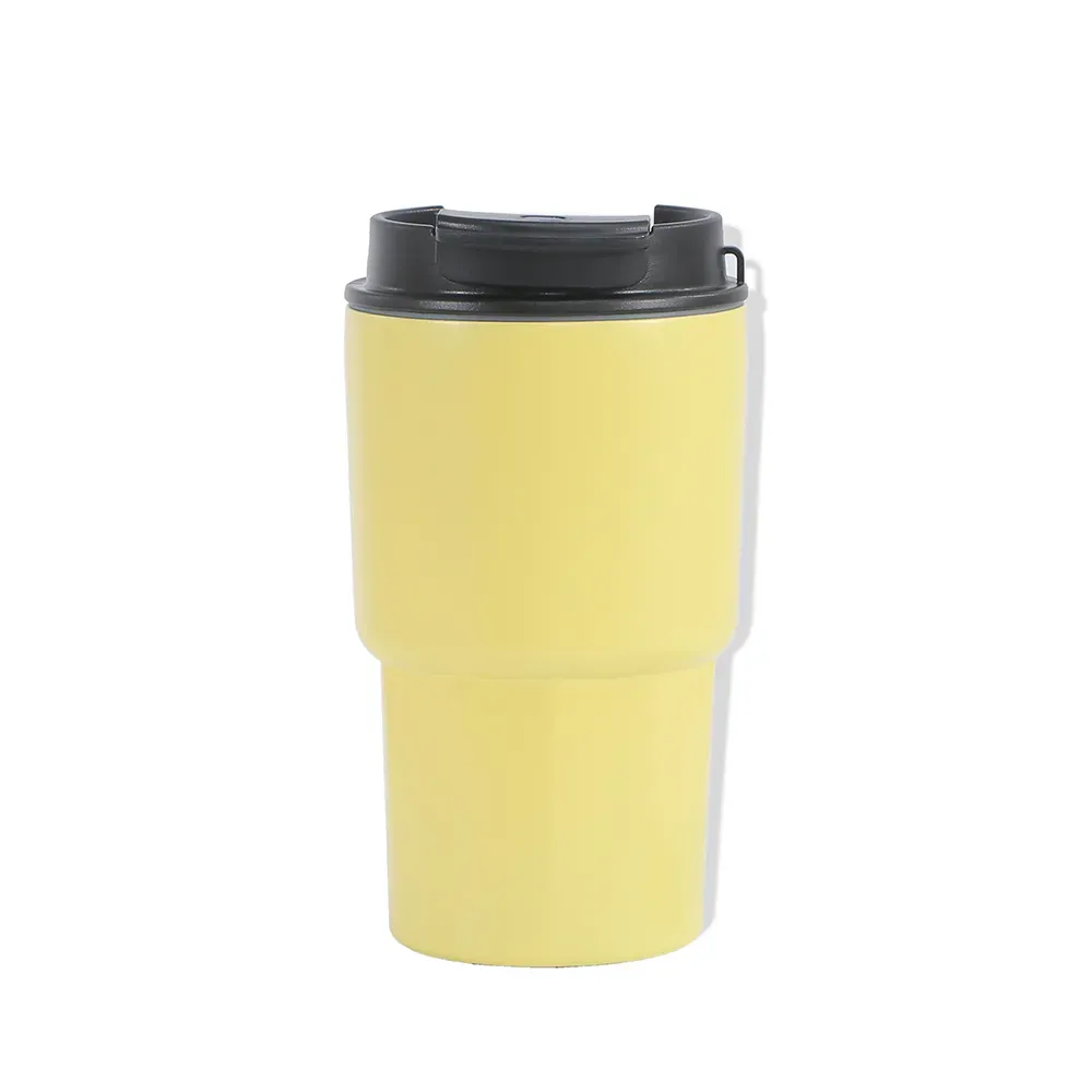 Copo Térmico Em Aço Inox - Amarelo Claro - 450 Ml - Thumbnail 3