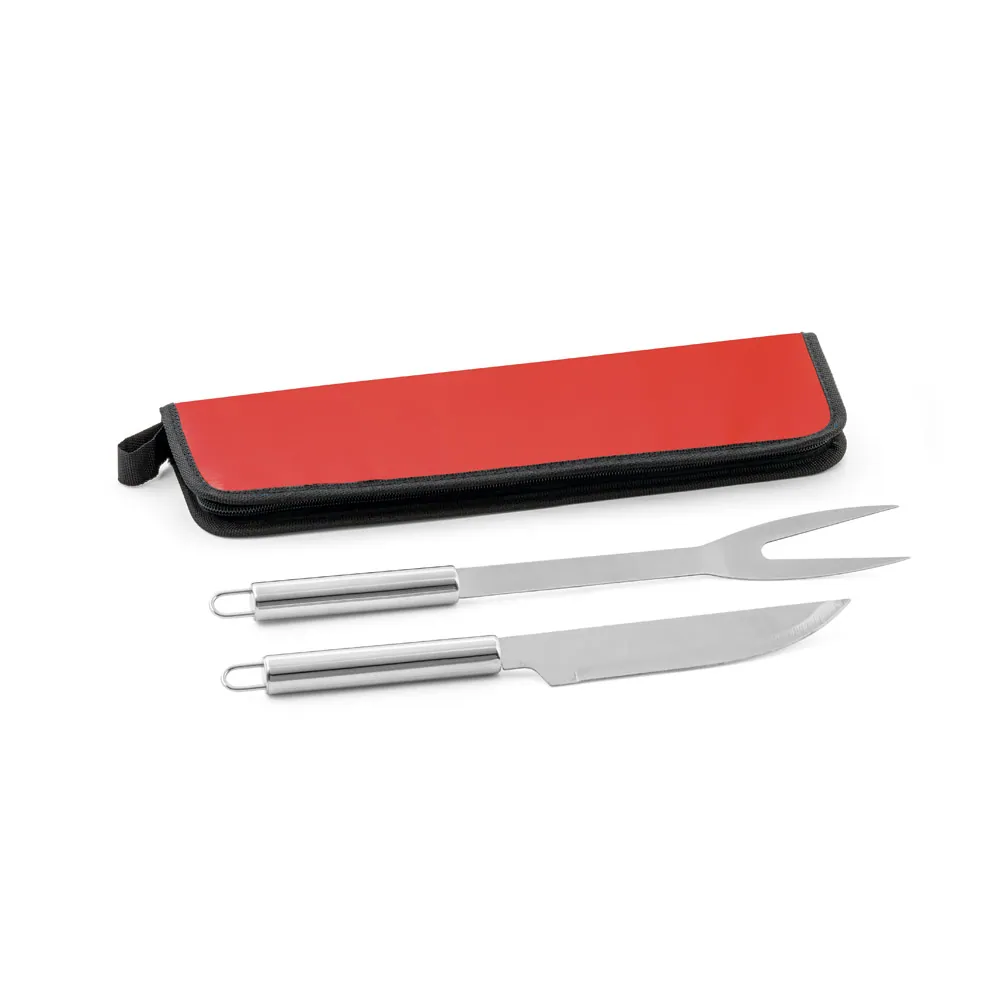 DURAND. Kit churrasco em estojo de 210D com 2 utensílios em aço inox - Thumbnail 10