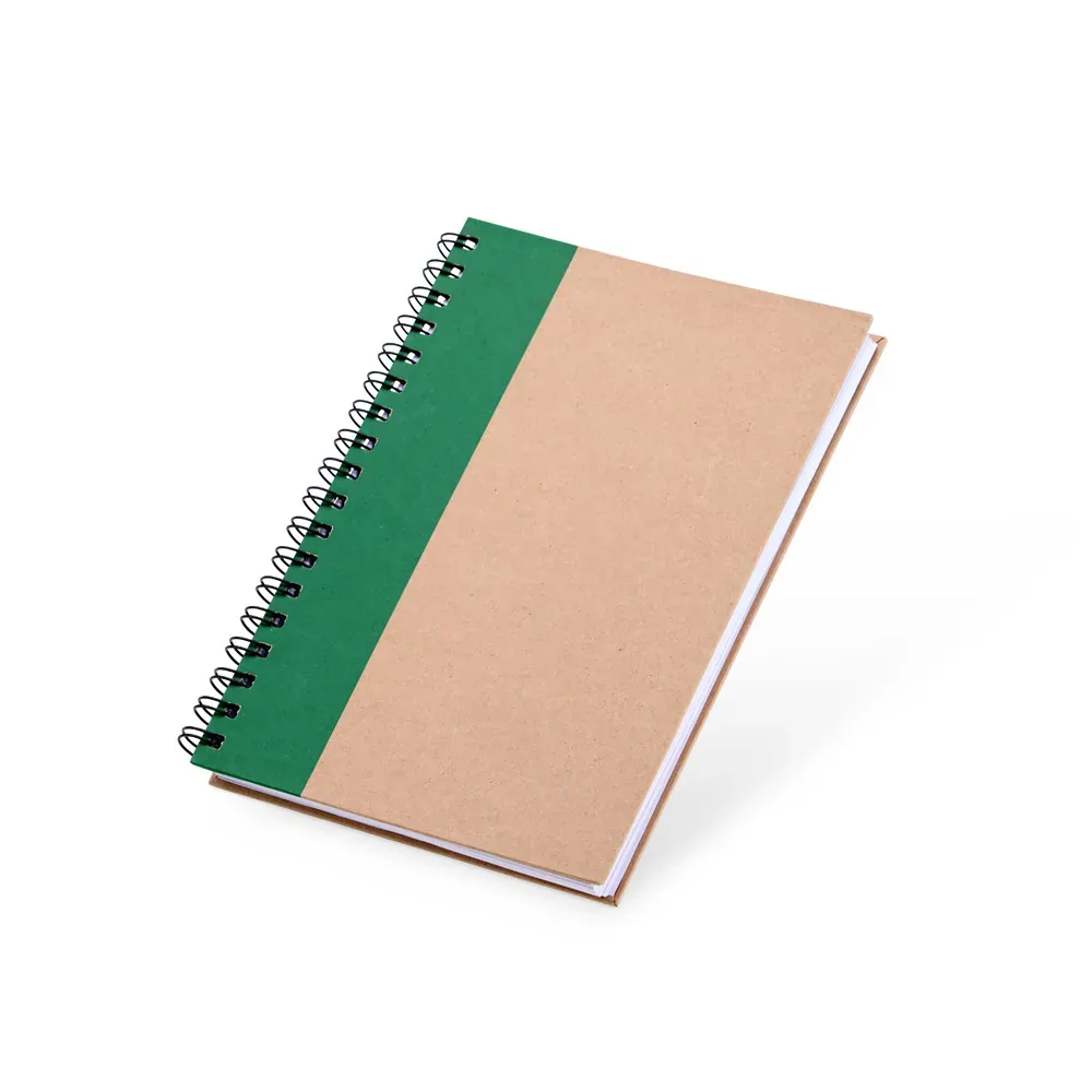 Caderno Pautado Com Wire-O - 23X18Cm - Bege/Verde - Thumbnail 2