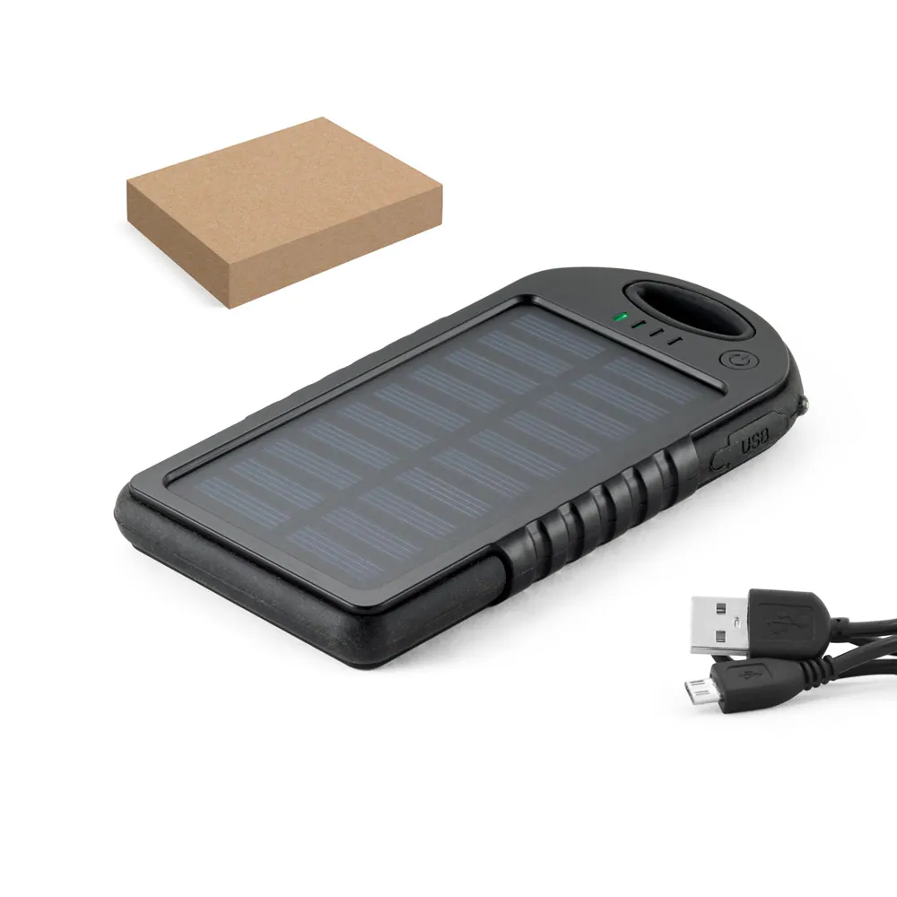 DAY. Bateria portátil solar com painel solar e LED em ABS (2.000 mAh)