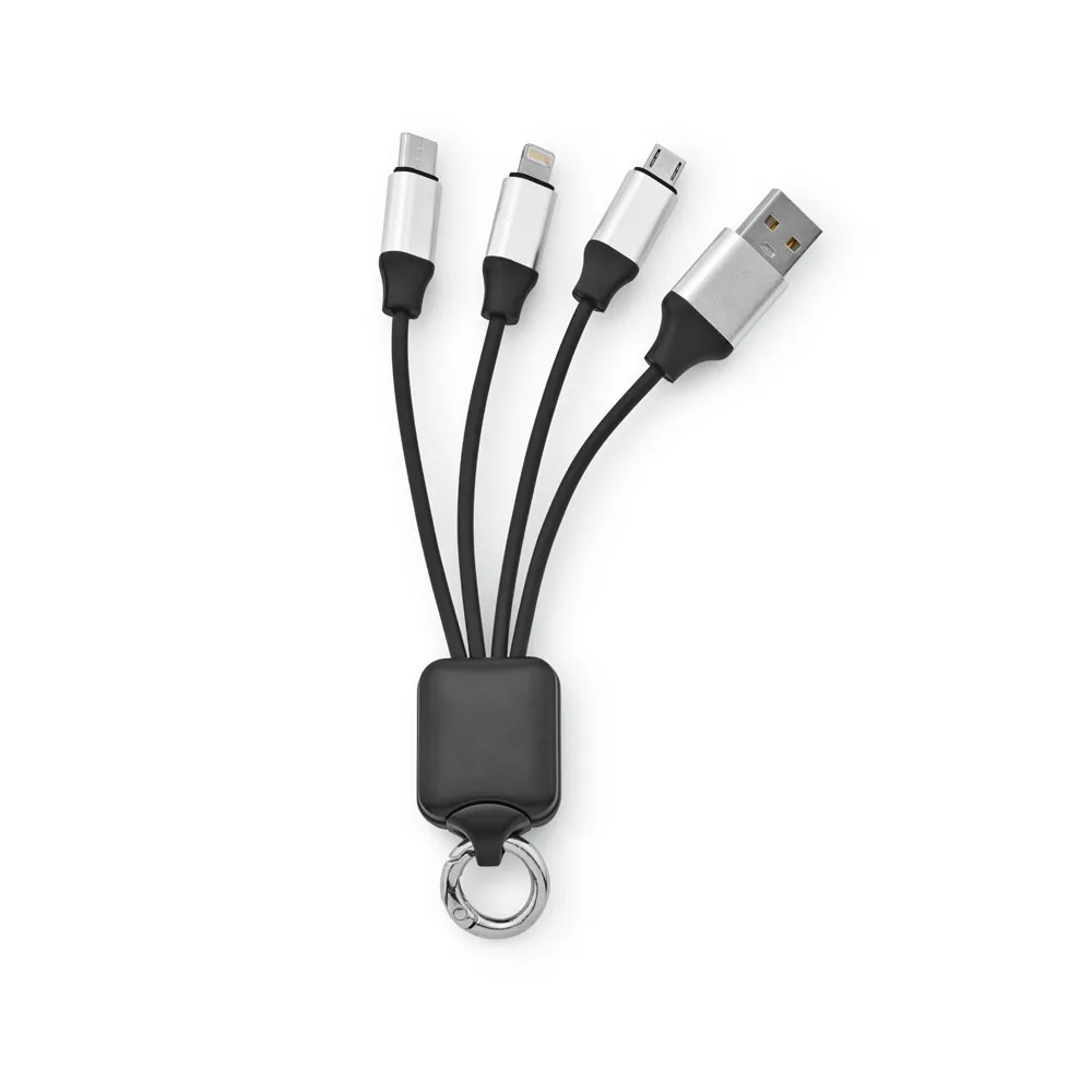 YALOW. Cabo USB de carregamento rápido 3 em 1 com corpo em PET 100% reciclado - Thumbnail 2