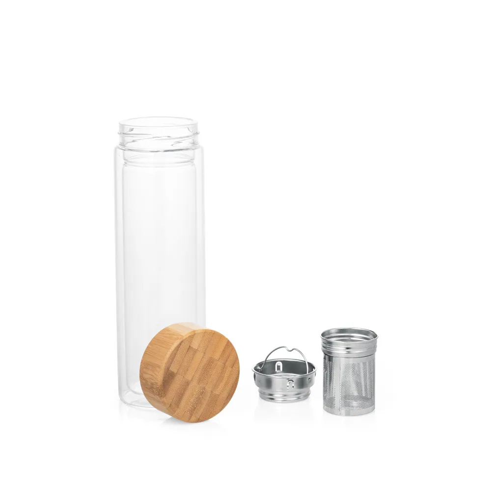 MAKAROVA. Garrafa térmica em vidro borossilicato de parede dupla isolada a ar, com 2 infusores (490 mL) - Thumbnail 4