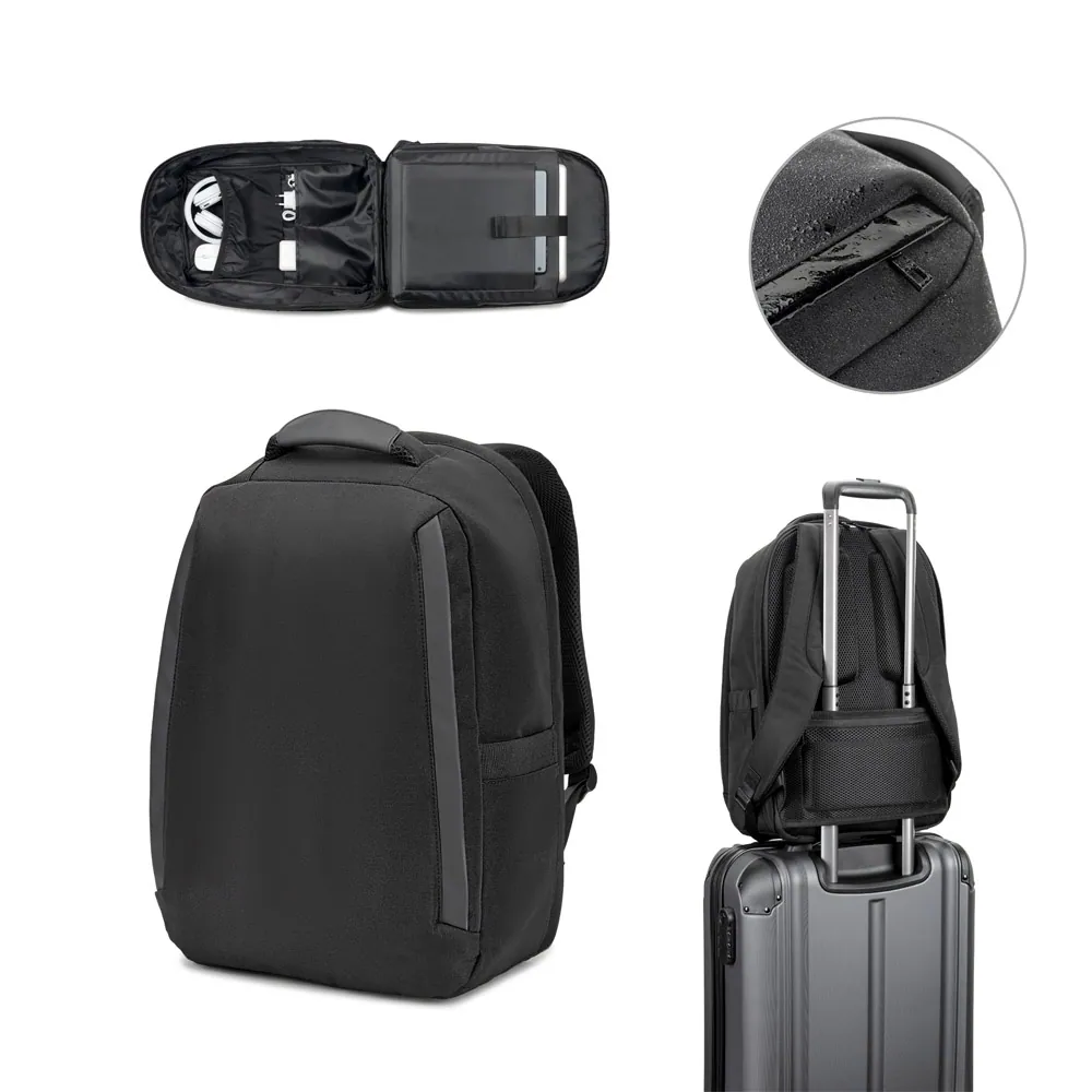 YANGON BPACK. Mochila antirroubo com bolso para notebook (17.3"), em poliéster reciclado 600D twill, resistente à água (20 L)