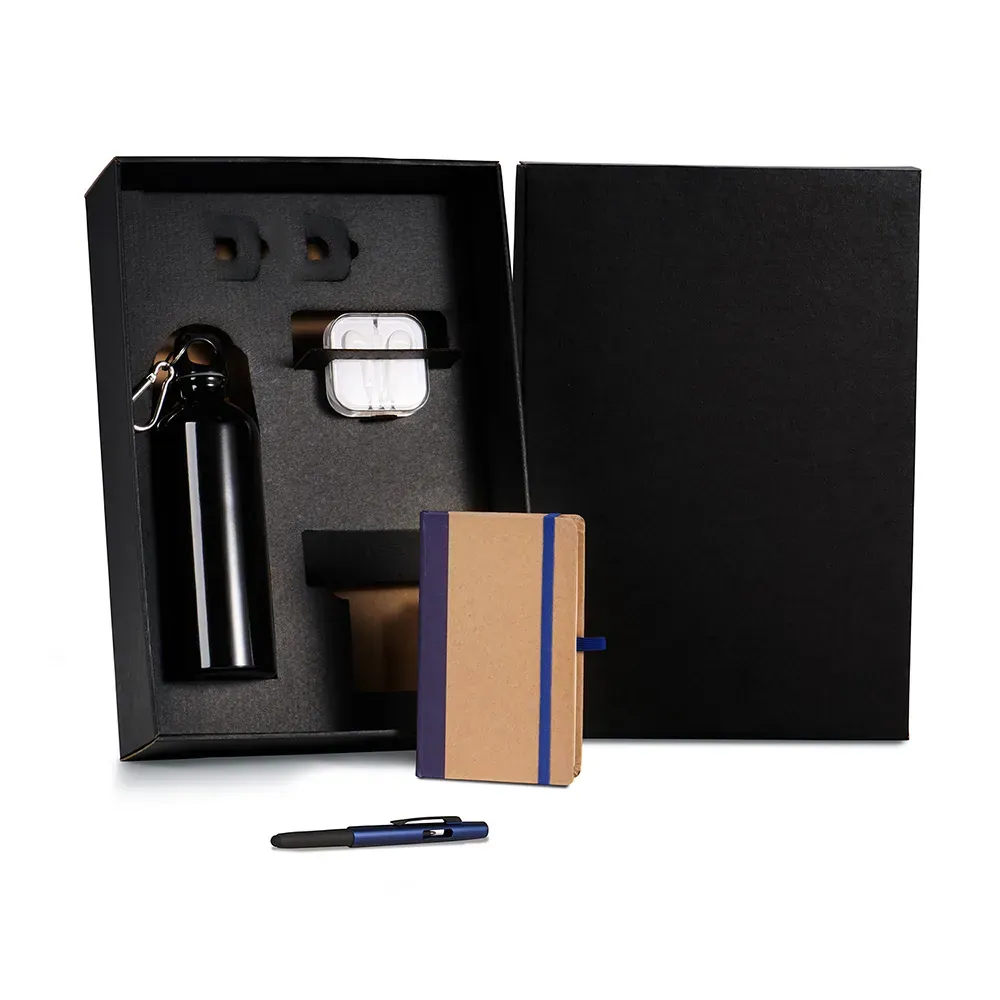 Kit Squeeze, Fone, Caderno E Caneta - Azul - 4 Pçs