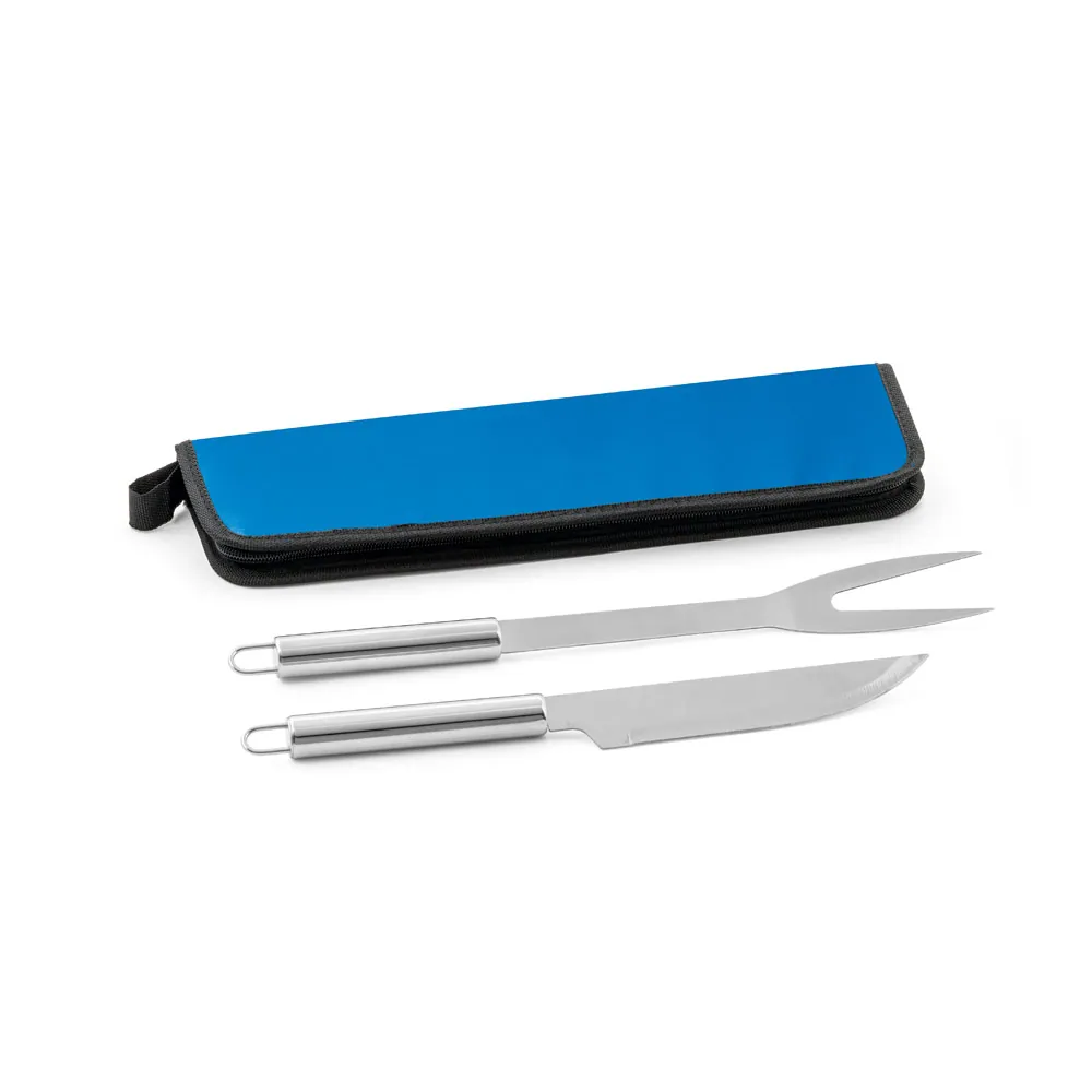 DURAND. Kit churrasco em estojo de 210D com 2 utensílios em aço inox - Thumbnail 9