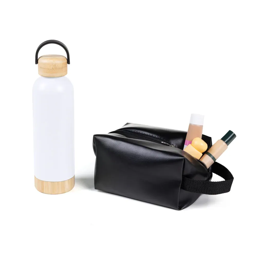 Kit Garrafa E Necessaire - Branco/Preto - 2 Pçs - Thumbnail 4