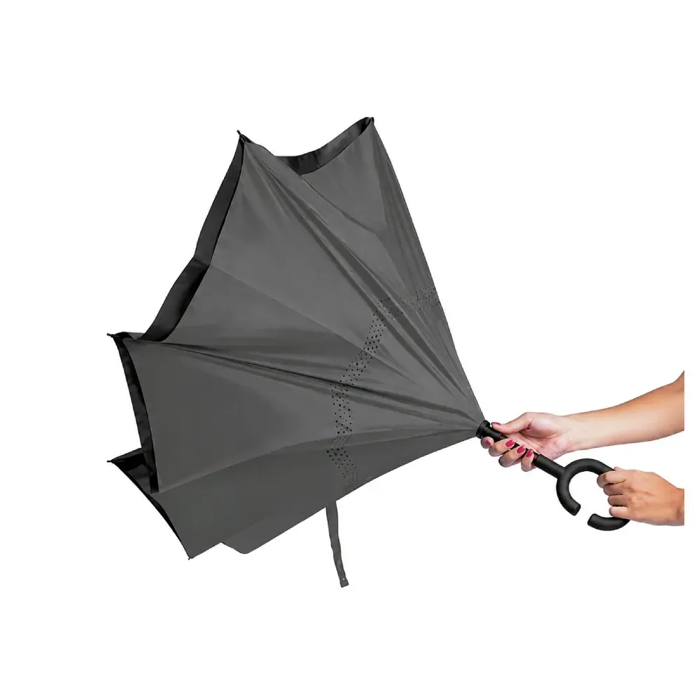 Guarda-Chuva Invertido - Cinza - 108 Cm - Thumbnail 4