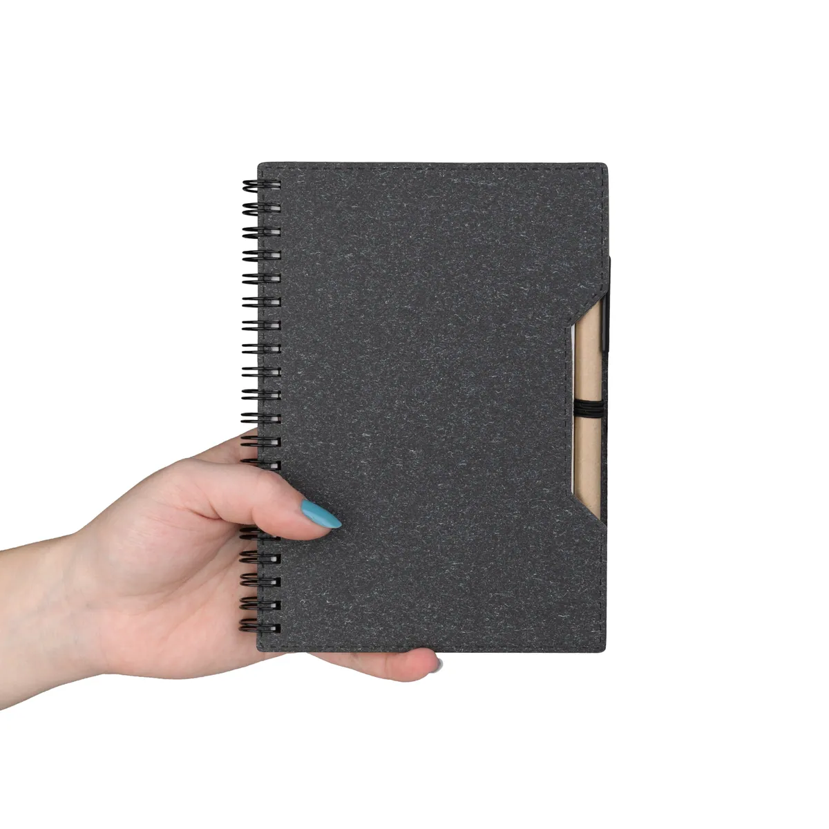 Caderno capa em papelão reciclado com caneta - Thumbnail 8